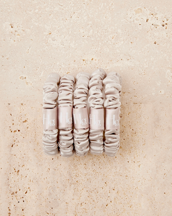 Stone 100% silk hair scrunchies for light hair, reduces breakage and frizz