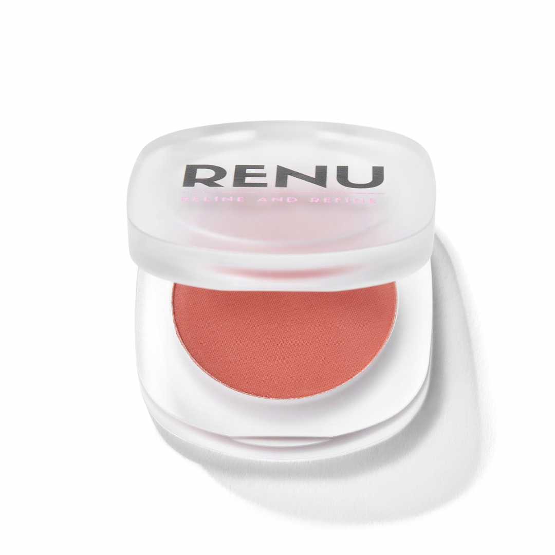 RENU Honey Moon Blush – peachy nude powder blush for a soft, radiant, sun-kissed glow