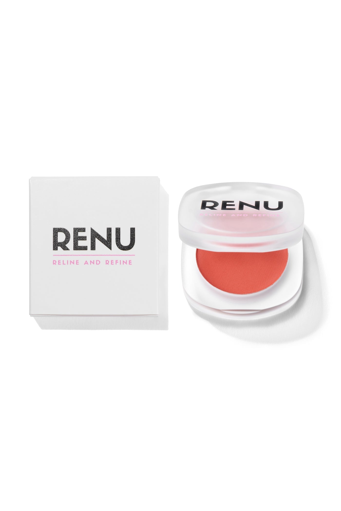 RENU Salmon Pink Powder Blush – peachy pink, buildable powder for a soft-focus glow