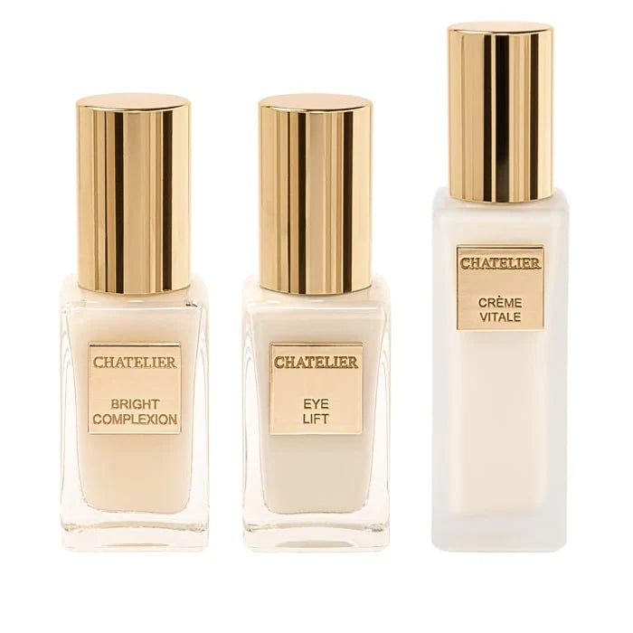 THE BRIGHTENING SET™ luxury skincare trio – serum, eye cream, and day cream for radiant, even-toned skin