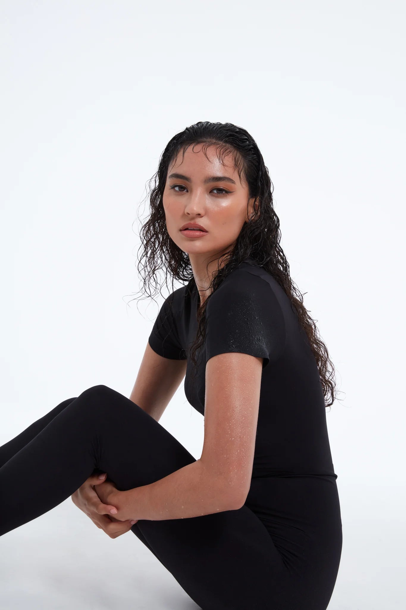 TSM Skin Tight Legging in Onyx Black – women’s fitted activewear with laser cut ankle details