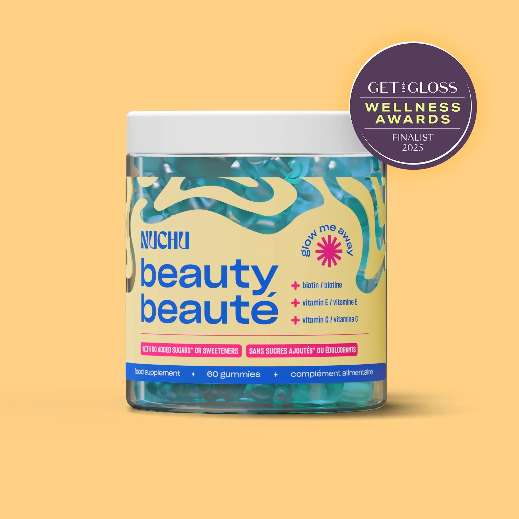 NUCHU Beauty Gummies with Biotin, Vitamin C & E for healthy hair, glowing skin, and strong nails