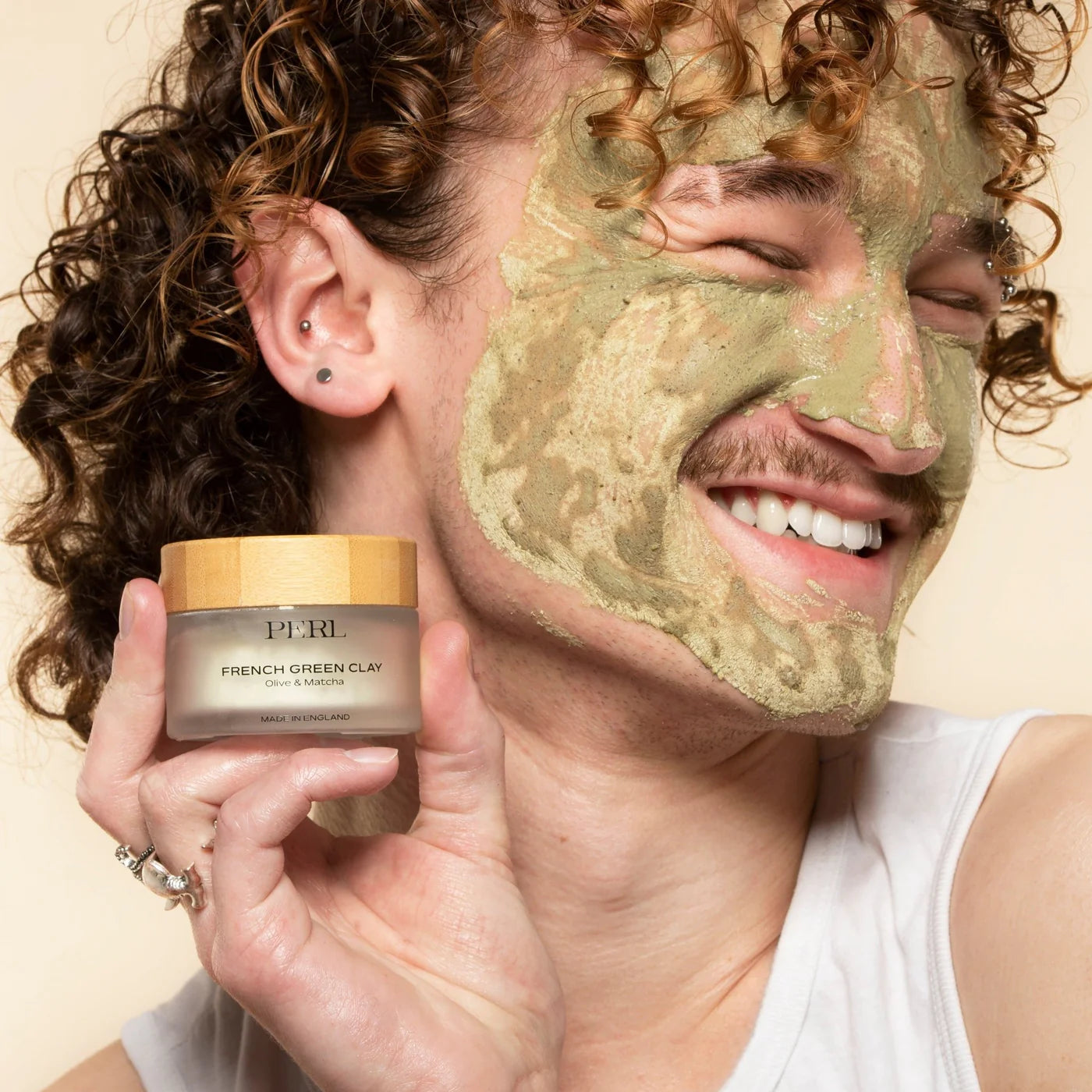 French Green Clay Mask Refill — purifying and calming natural face mask with matcha and olive leaf