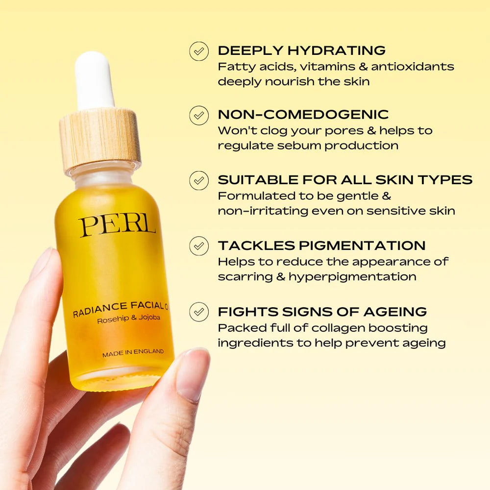 PERL Radiance Facial Oil bottle – vegan face oil that hydrates, brightens, and restores glow