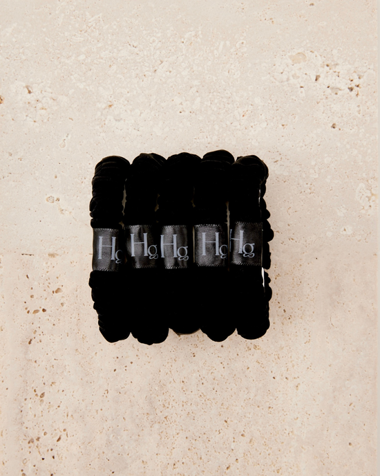 Black 100% silk hair scrunchies for dark hair, reduce breakage and frizz