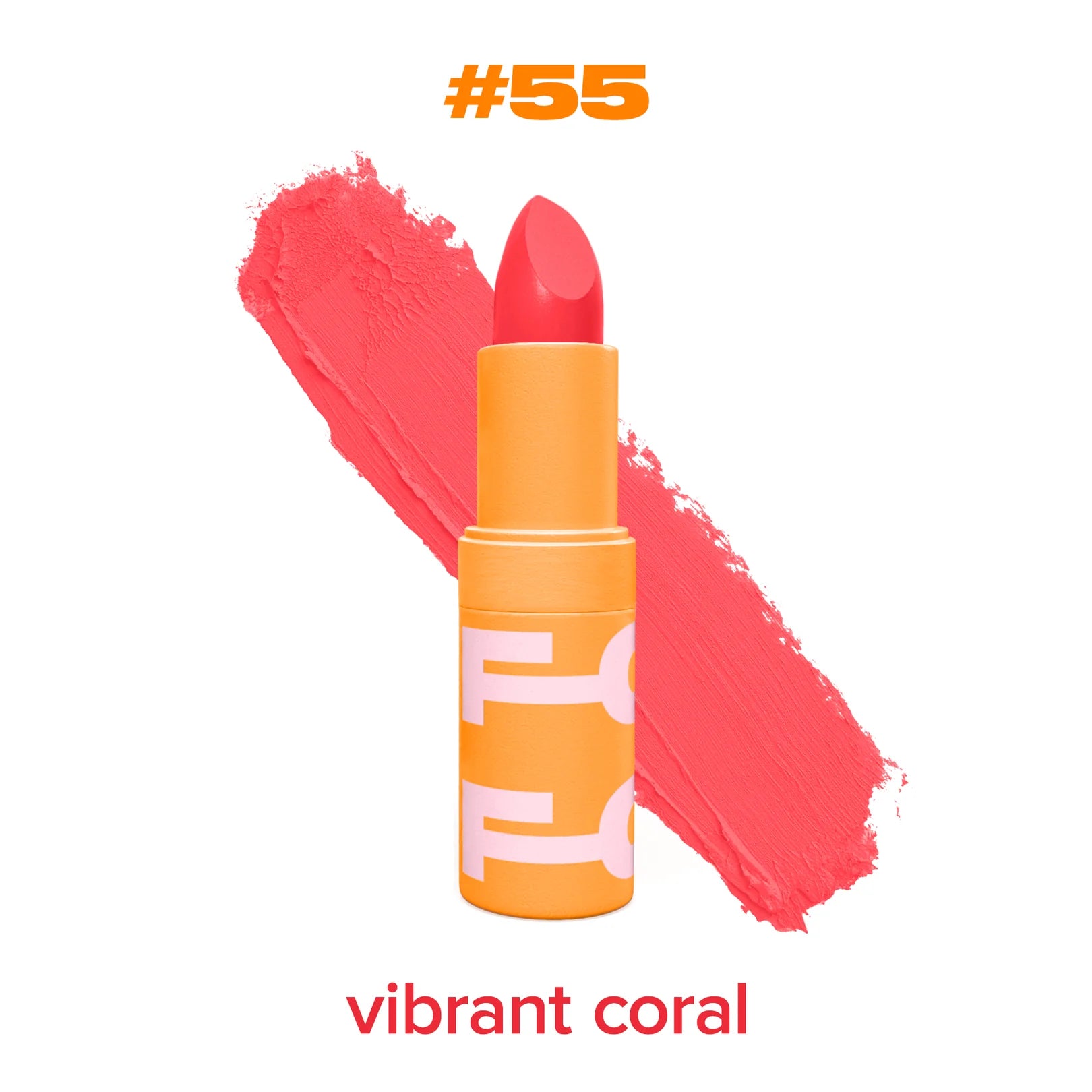 Beauty For Certain Deluxe Lipstick #55 – vibrant coral matte lipstick with velvet finish