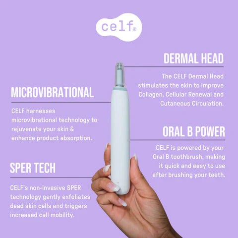 CELF Microvibration Therapy – anti-ageing skincare tool and hyaluronic acid serum for firmer, radiant skin