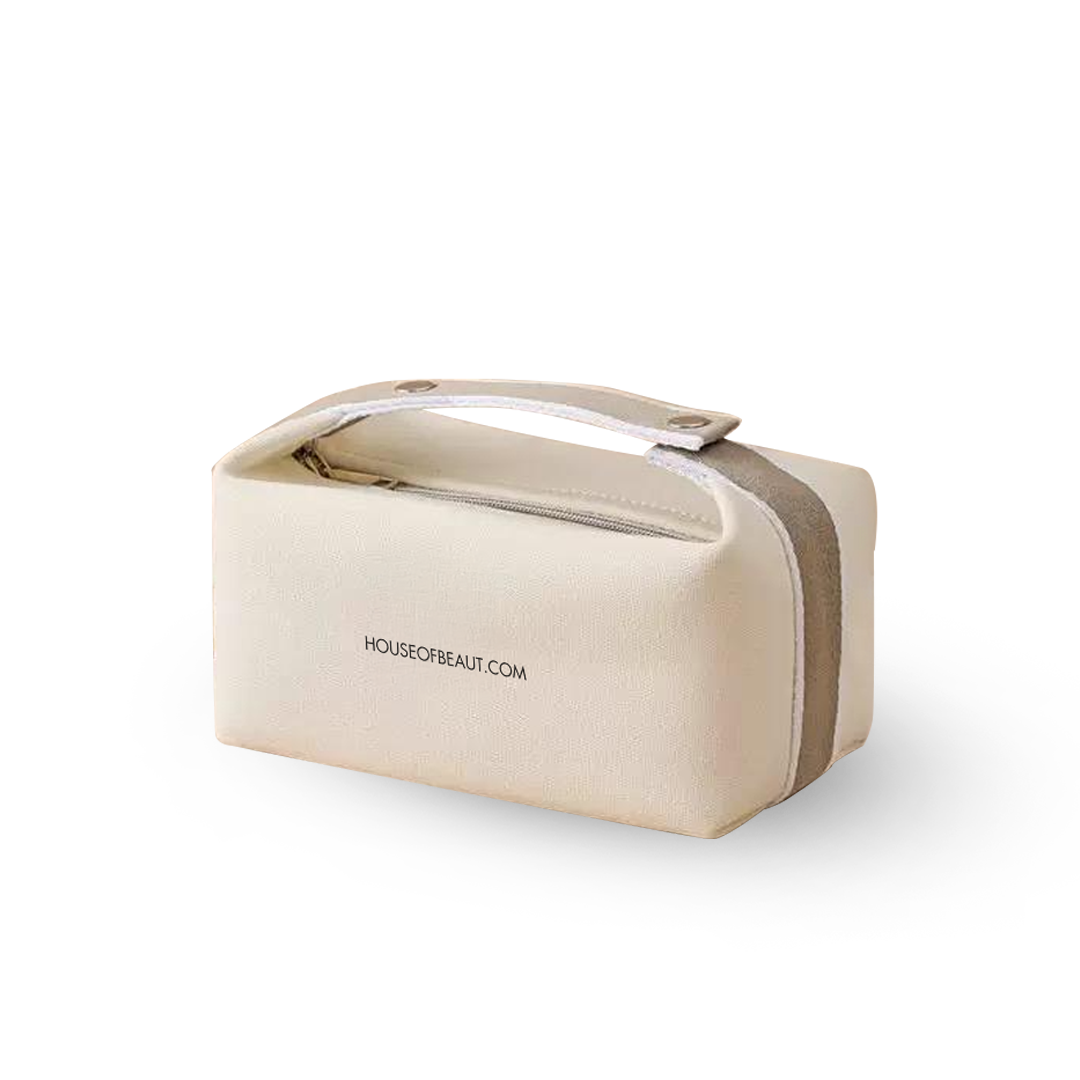 HOB Estelle Vanity Bag – luxury canvas makeup and skincare organiser in neutral tone