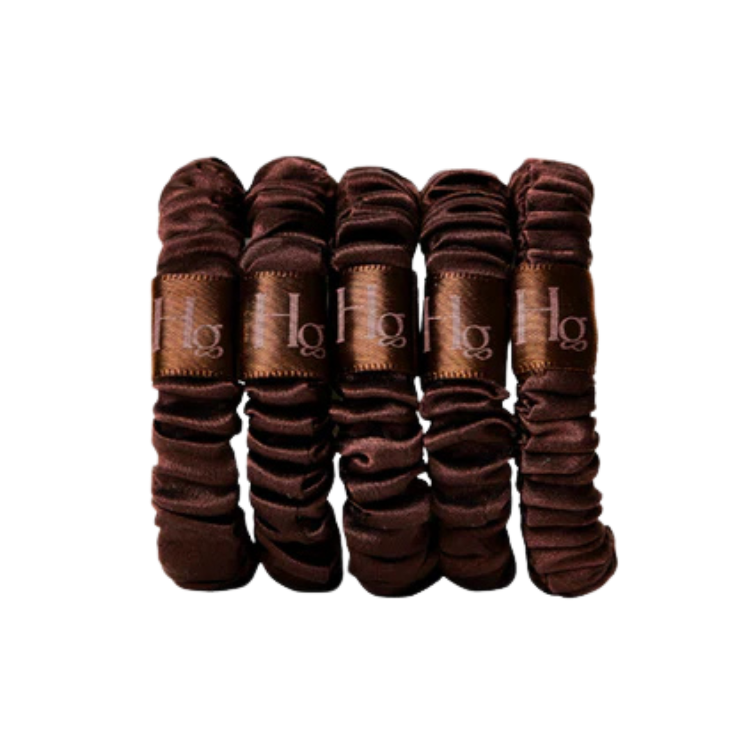 Brown silk hair scrunchies for brunette hair, 100% silk, anti-breakage, frizz control