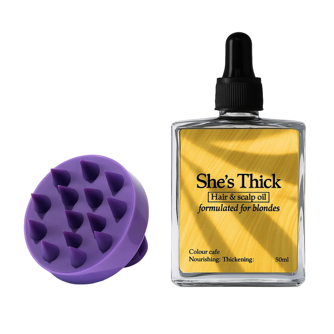 Hair Growth & Repair Bundle for Blondes – Oil + Scalp Massager