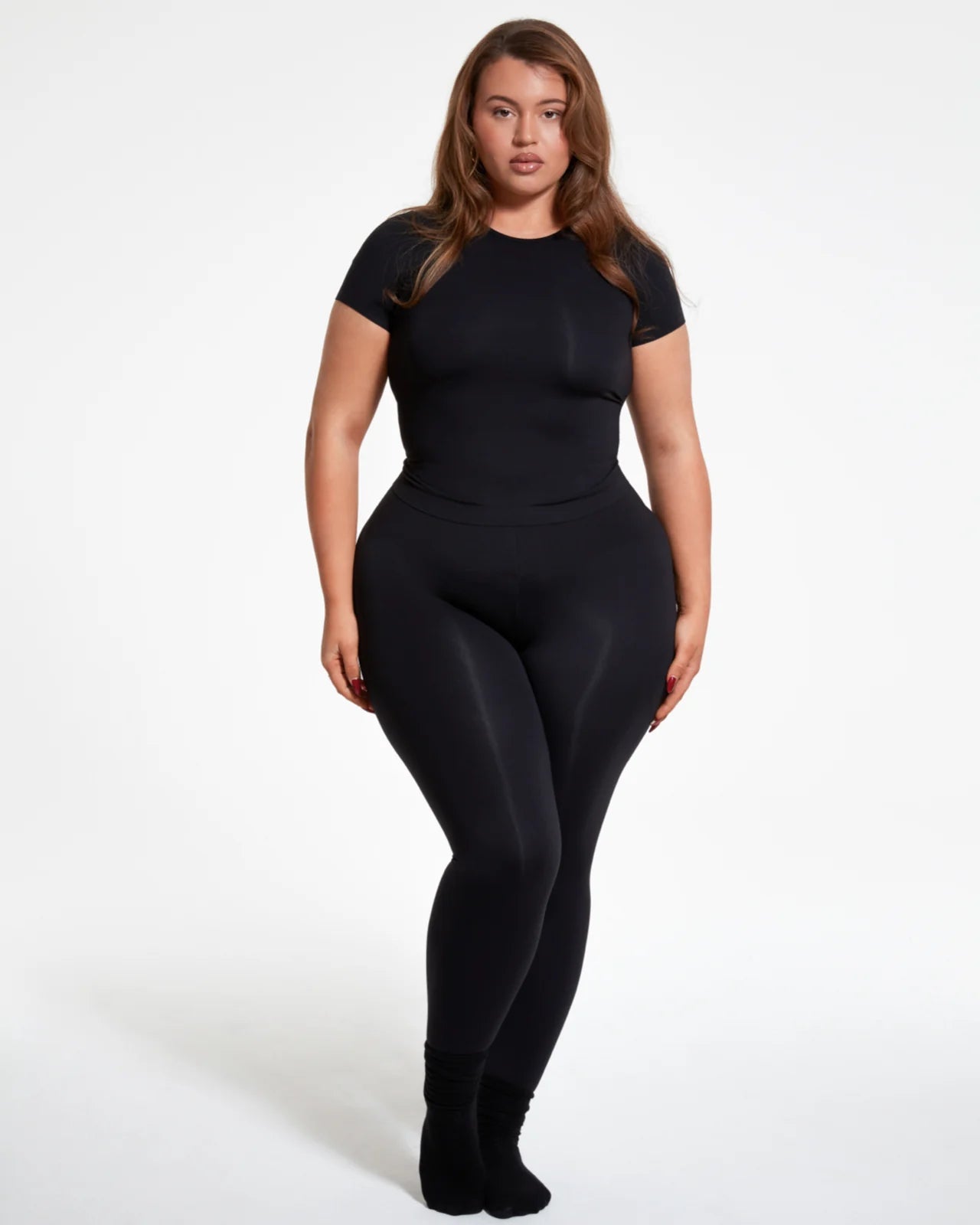 TSM Skin Tight Legging in Onyx Black – women’s fitted activewear with laser cut ankle details