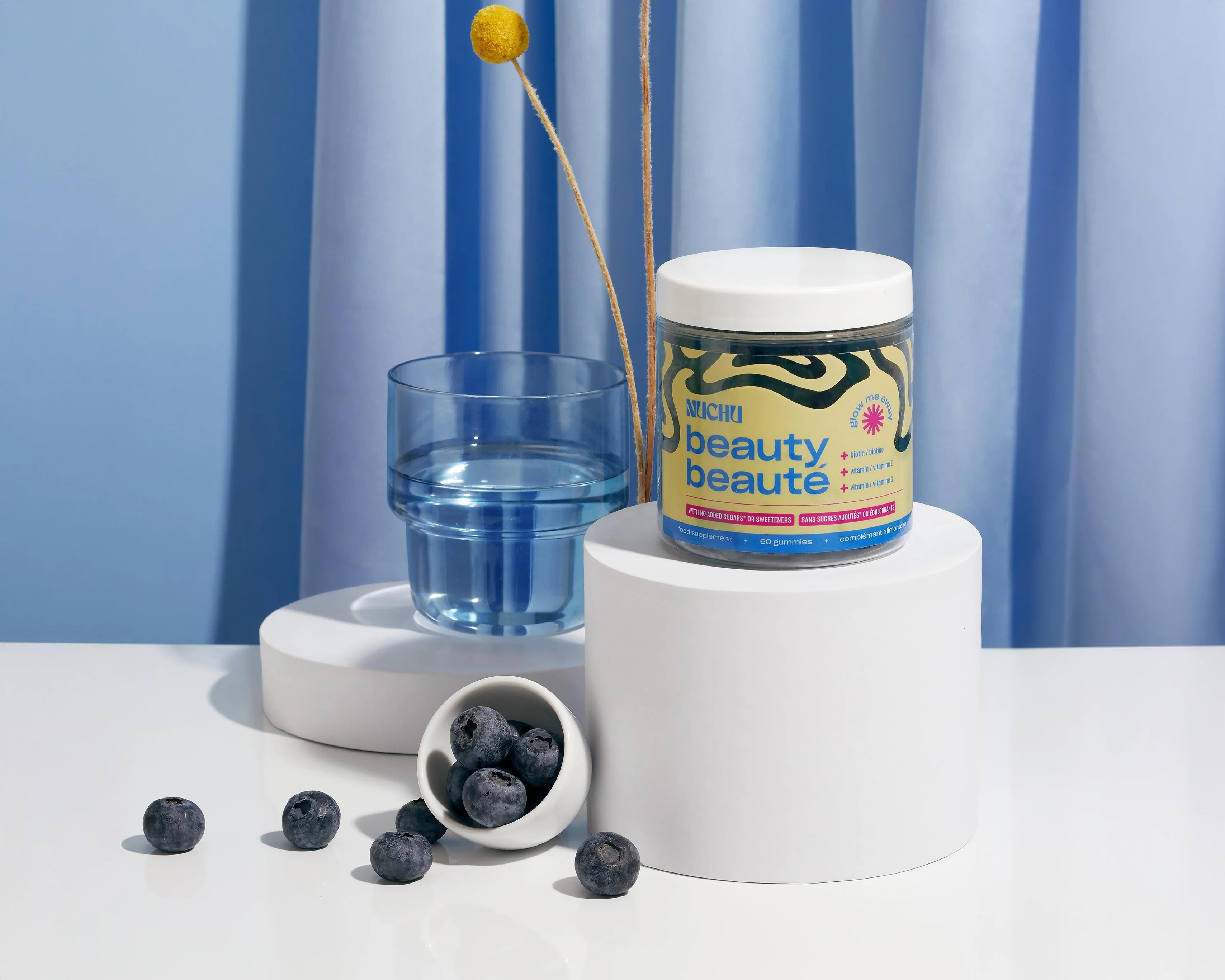 NUCHU Beauty Gummies with Biotin, Vitamin C & E for healthy hair, glowing skin, and strong nails