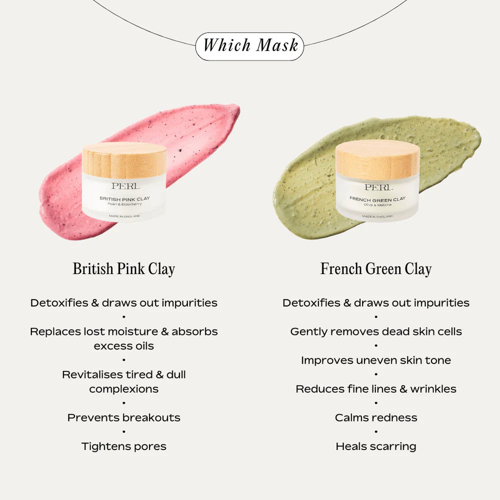 British Pink Clay Mask Refill — brightening detox clay treatment with pearl and elderberry