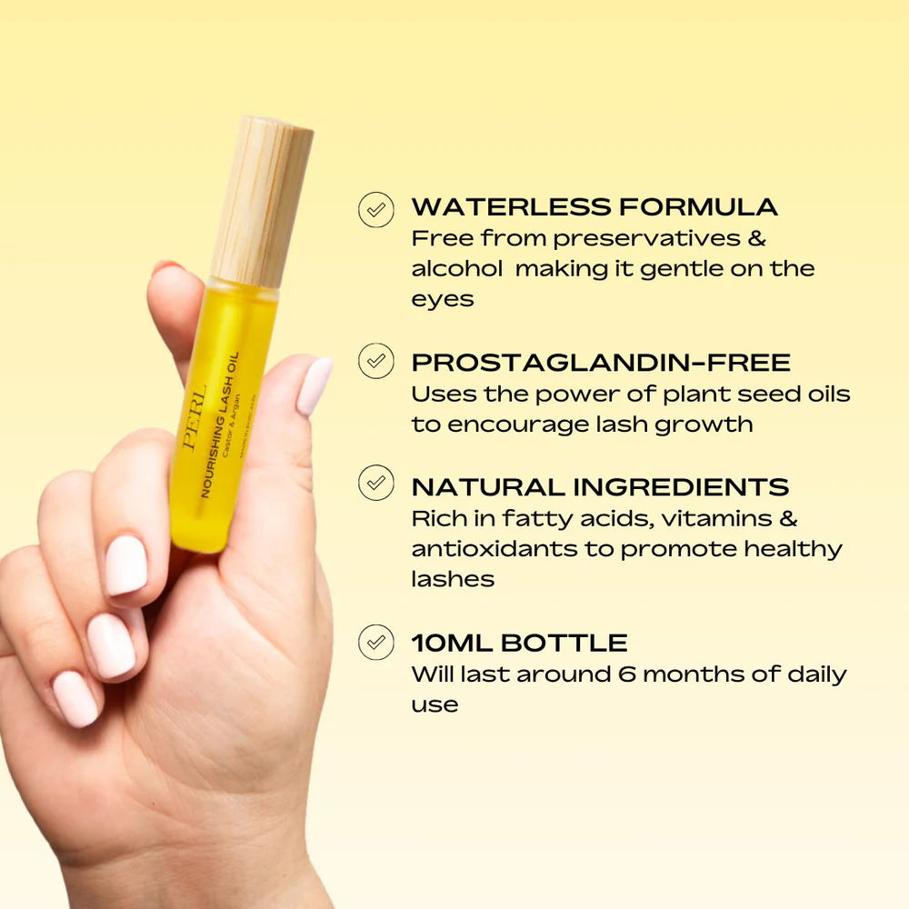 PERL Nourishing Lash Oil – natural vegan lash and brow growth serum with castor and argan oil