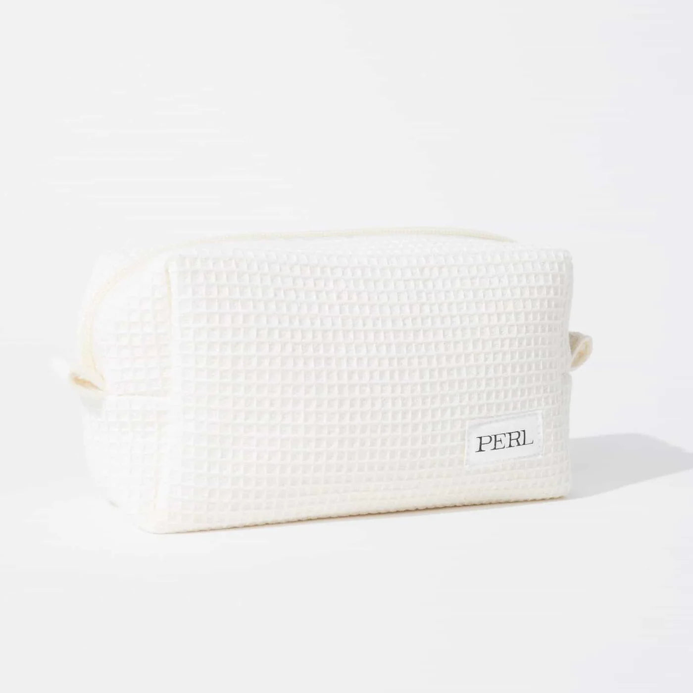 PERL Waffle Cosmetics Bag – soft 100% cotton makeup bag in cream waffle texture